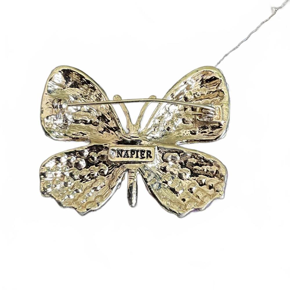 Napier Colorful Rhinestone Butterfly Brooch - Picture 4 of 4